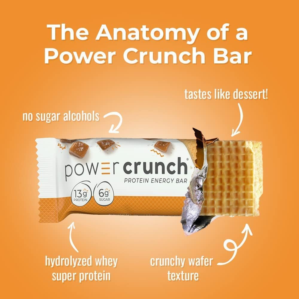 Salted Caramel Power Crunch Protein Wafer Bars - High Protein Snacks, 1.4oz (12 Pack) - Delicious Taste, Low Sugar - Espot.com.au
