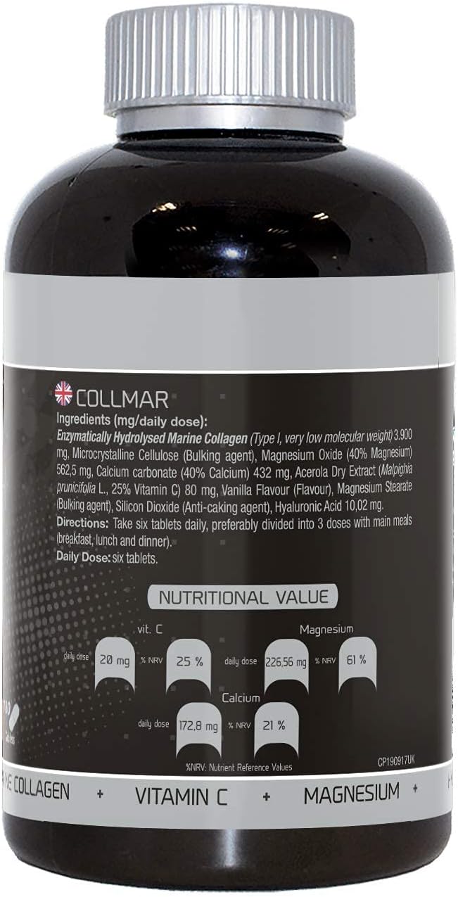 Collmar Magnesium Tablets with Marine Collagen - Supports Healthy Skin, Cartilage, and Bones - 180 Supplements - Espot.com.au