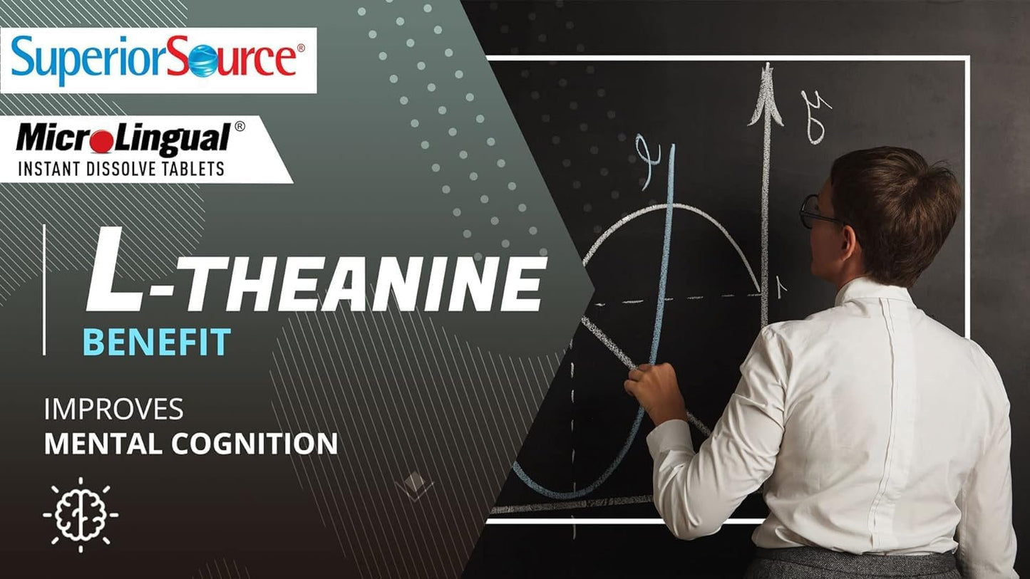 High-Quality L-Theanine 200 mg Tablets for Relaxation and Sleep Support - 100 Ct - Non-GMO - MicroLingual Instant Dissolve Technology - Espot.com.au