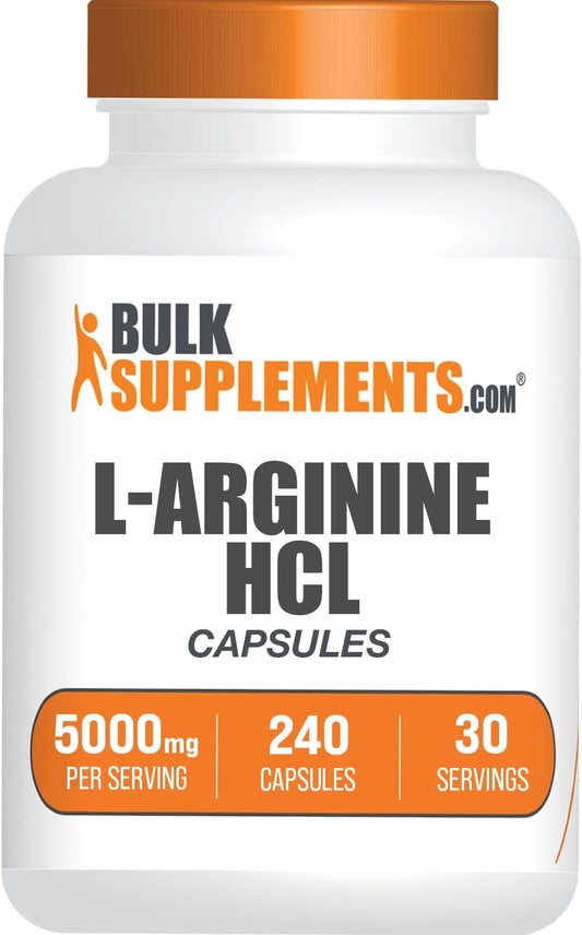 BulkSupplements L-Arginine HCl Capsules - 5000mg Nitric Oxide Supplement, Gluten-Free, 240 Capsules - High-Quality Arginine Supplement - Espot.com.au