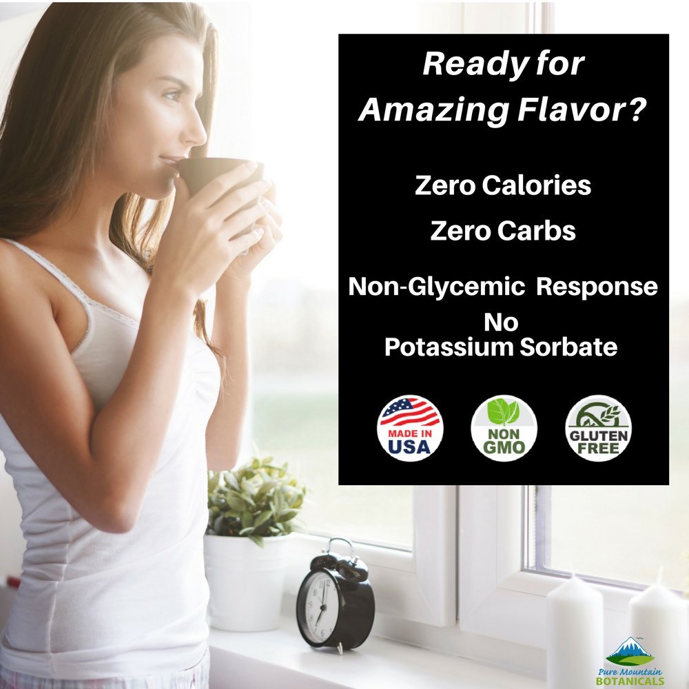 Organic Liquid Stevia Sweetener - Alcohol-Free & Kosher, Sugar Substitute Drops in 1oz Glass Bottle by Pure Mountain Botanicals - Espot.com.au