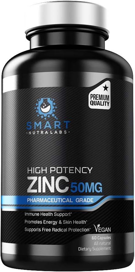 High Potency Vegan Zinc Picolinate Supplement - Supports Immune Health & Energy - 50MG - 60 Capsules - 2 Month Supply by Smart Nutra Labs - Espot.com.au