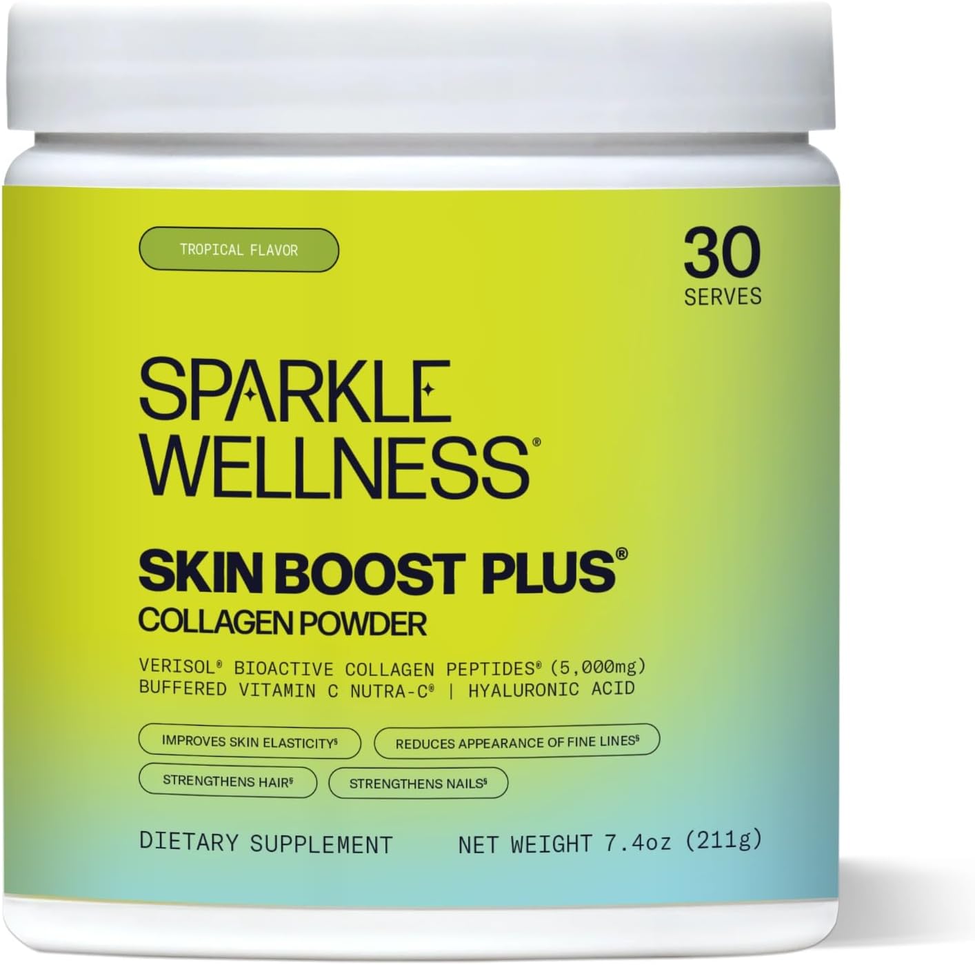 Tropical Sparkle Collagen Powder Supplement with VERISOL Peptides & Vitamin C for Skin Boost - 30 Servings - Espot.com.au