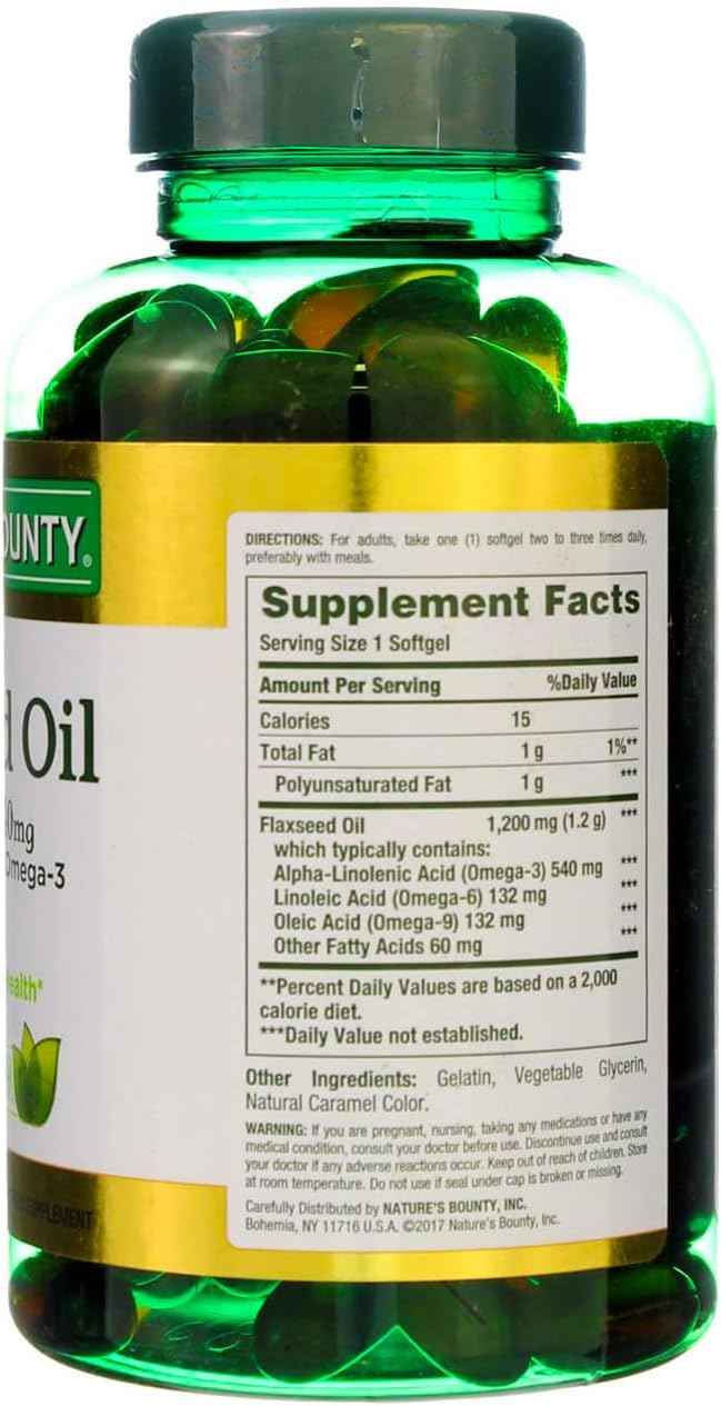 Flaxseed and Omega 3 Supplement for Heart Health - 1200mg Softgels, 125 ct by Nature's Bounty
