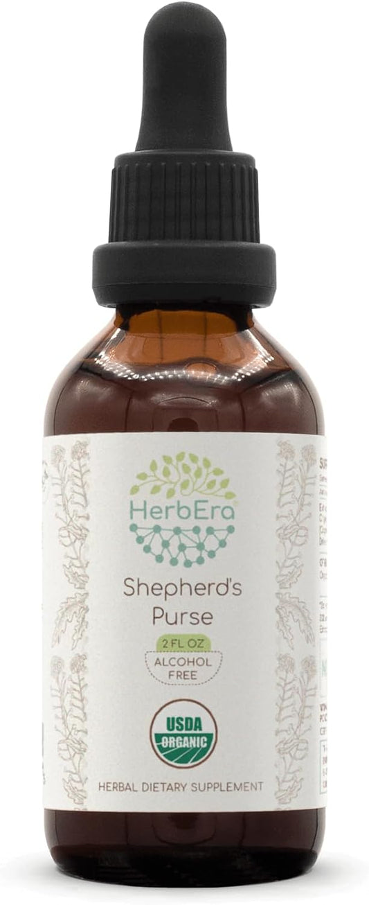 Organic Shepherd's Purse Tincture - Alcohol-Free Herbal Drops - High-Potency Extract - 2 oz Bottle - USDA Certified HerbEra - Espot.com.au