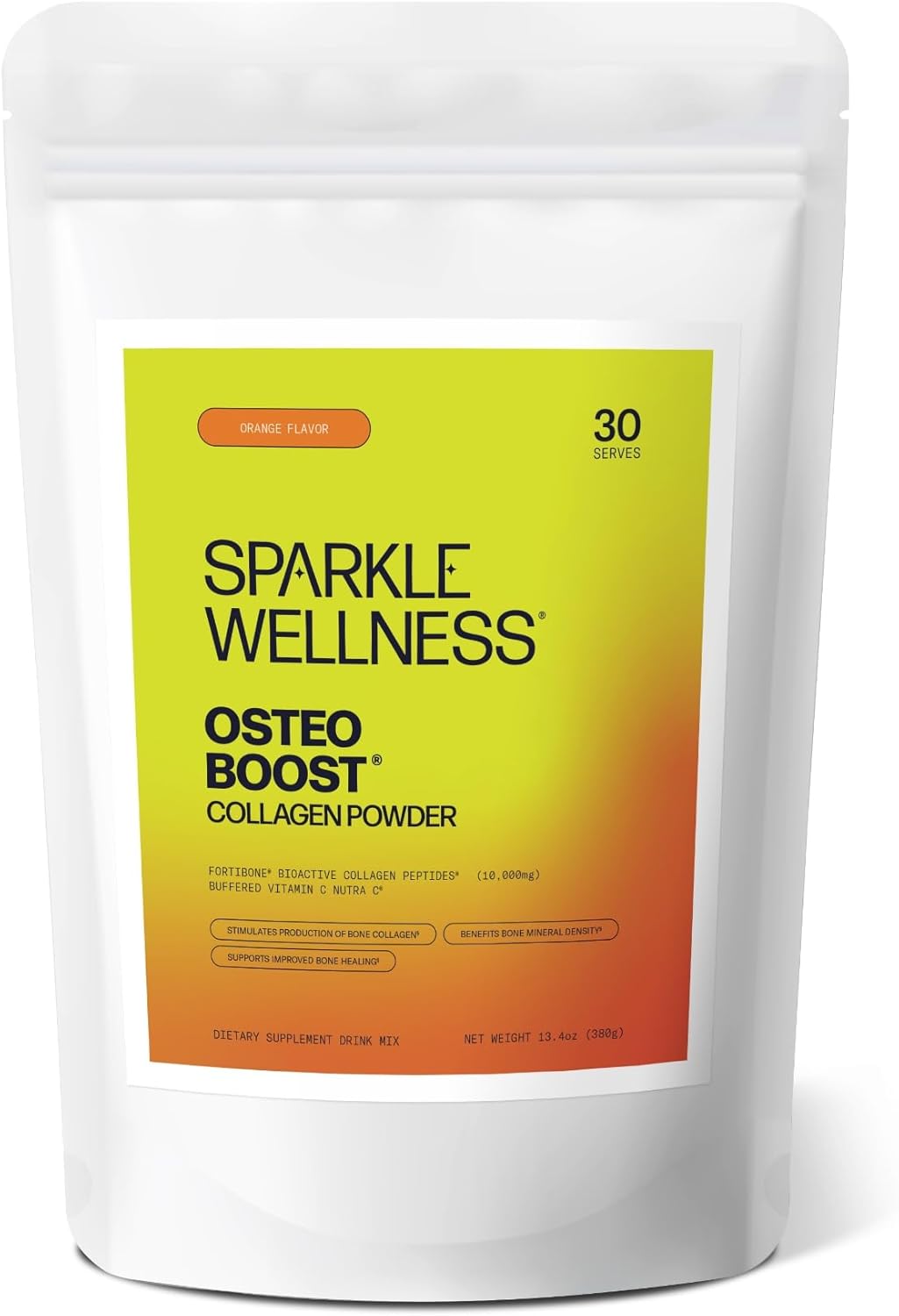 NutraC Osteo Boost Collagen Powder Supplement with Buffered Vitamin C | FORTIBONE Bioactive Collagen Peptides | Orange Flavor | 30 Servings - Espot.com.au