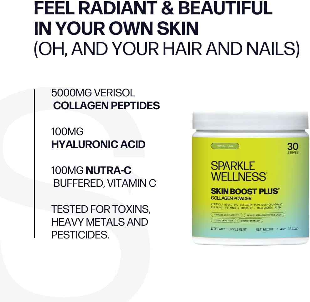 Tropical Sparkle Collagen Powder Supplement with VERISOL Peptides & Vitamin C for Skin Boost - 30 Servings - Espot.com.au
