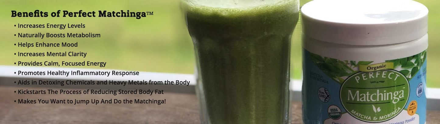 Organic Matcha & Moringa Powder - 180g Green Superfood Supplement for Energy Boost - Perfect Match - All-Natural Formula - Espot.com.au