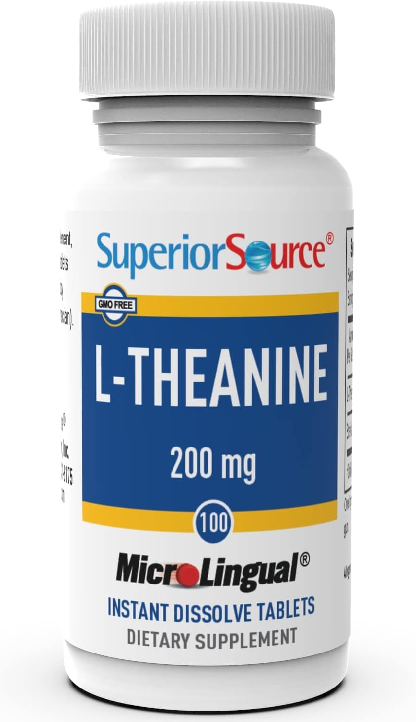 High-Quality L-Theanine 200 mg Tablets for Relaxation and Sleep Support - 100 Ct - Non-GMO - MicroLingual Instant Dissolve Technology - Espot.com.au