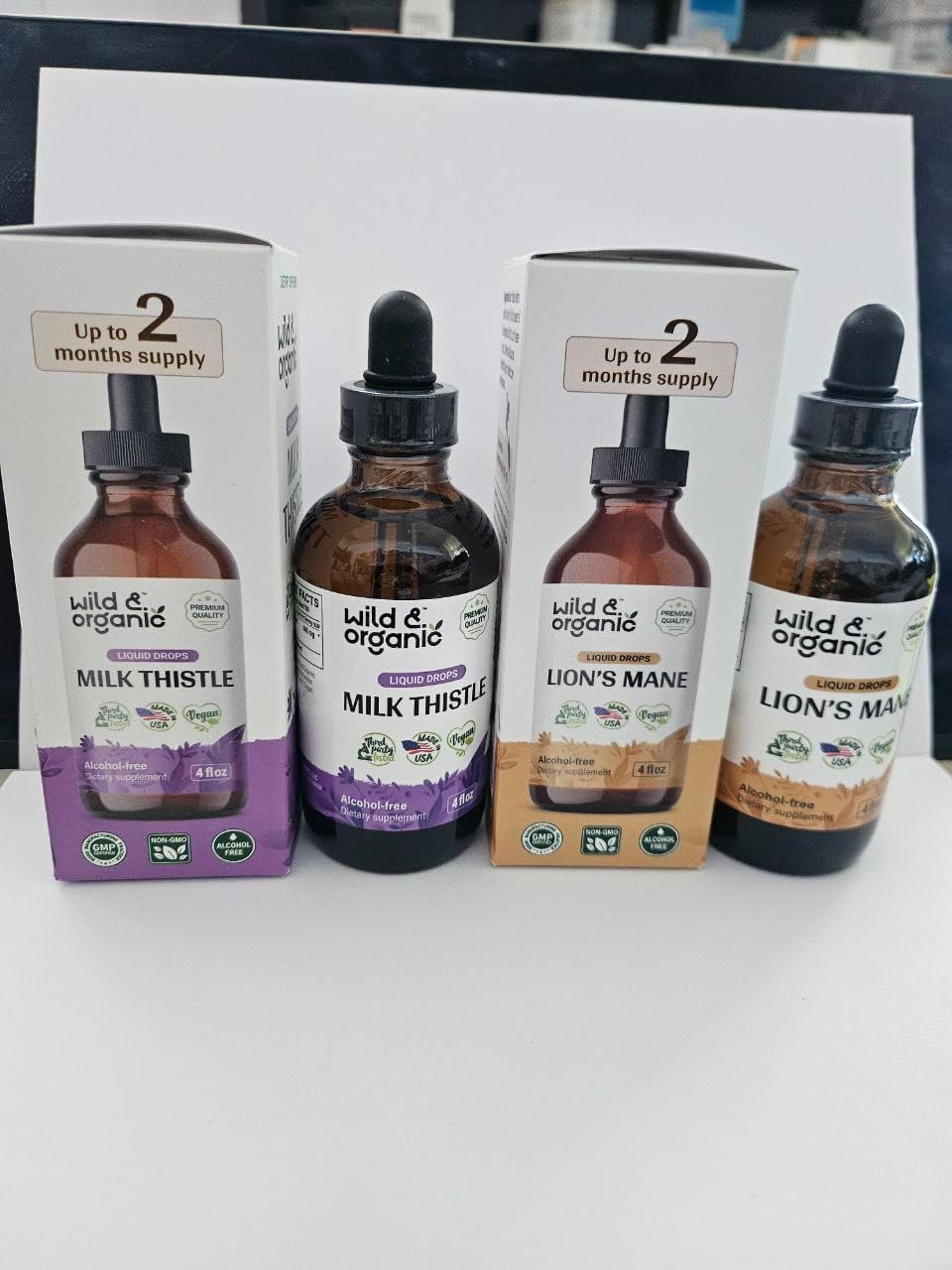 4 fl oz Wild & Organic Milk Thistle + Lion's Mane Tincture for Immune Support & Detox - Natural Herbal Supplement - Espot.com.au