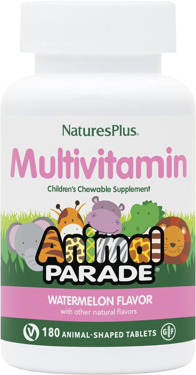 natures-plus-animal-parade-childrens-watermelon-chewable-multivitamin---180-animal-shaped-tablets---vegan-gluten-free---promotes-health-well-being-1
