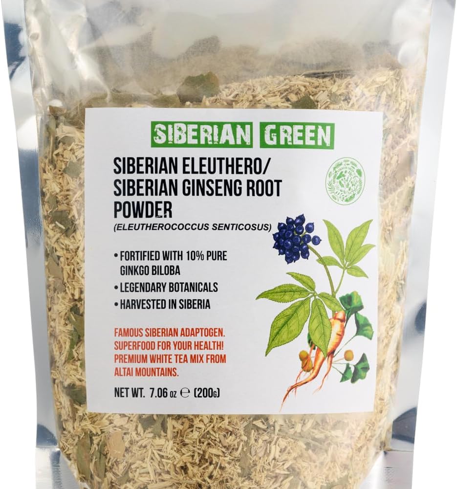 siberian-green-siberian-ginseng-root-powder-200g---fortified-with-ginkgo-biloba---natural-eleuthero-supplement-2