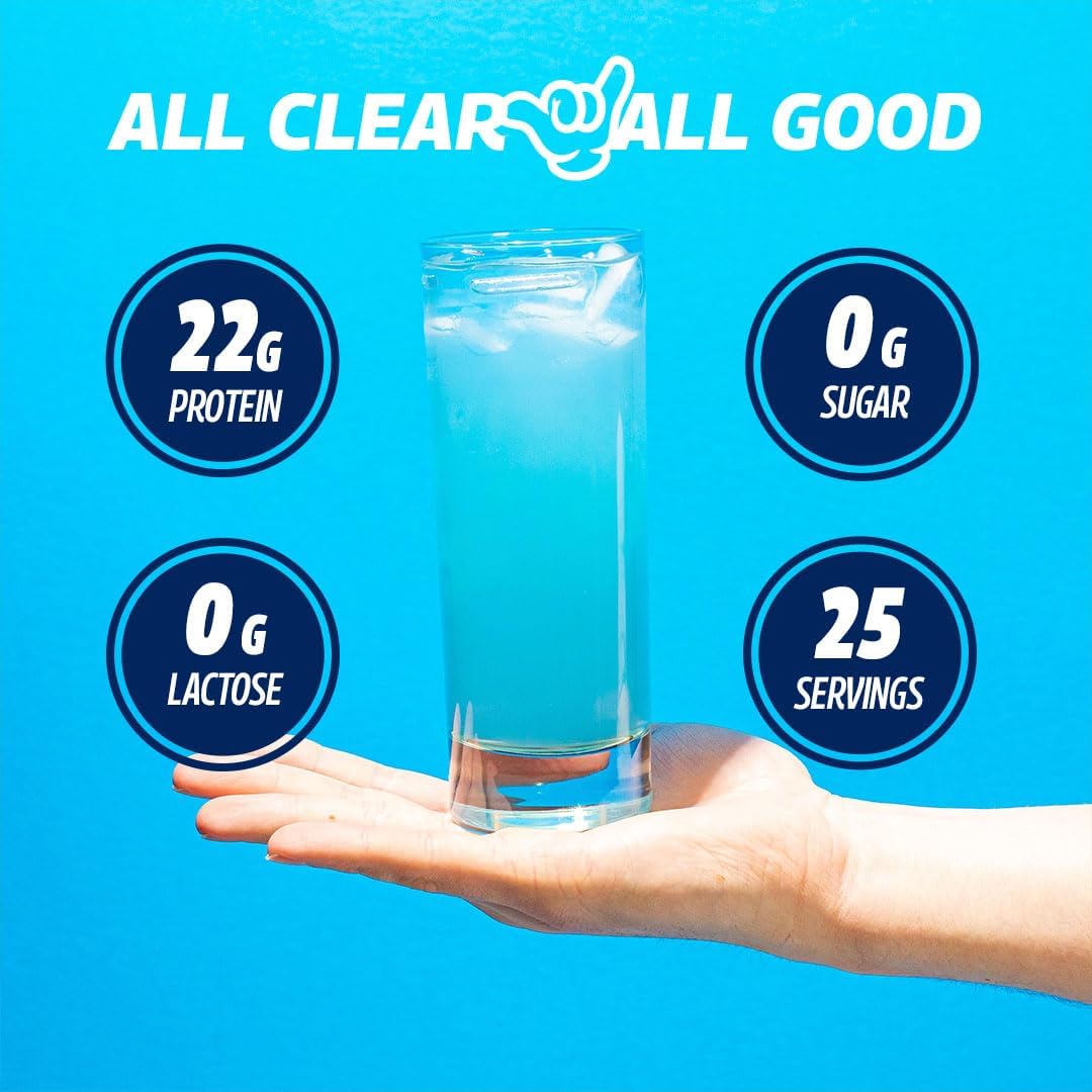 Blue Razz Freeze Clear Whey Isolate Protein Powder - 25 Servings, 22g Protein Per Serving, Sugar-Free, Keto-Friendly, Soy-Free Juice-Like Protein - Espot.com.au