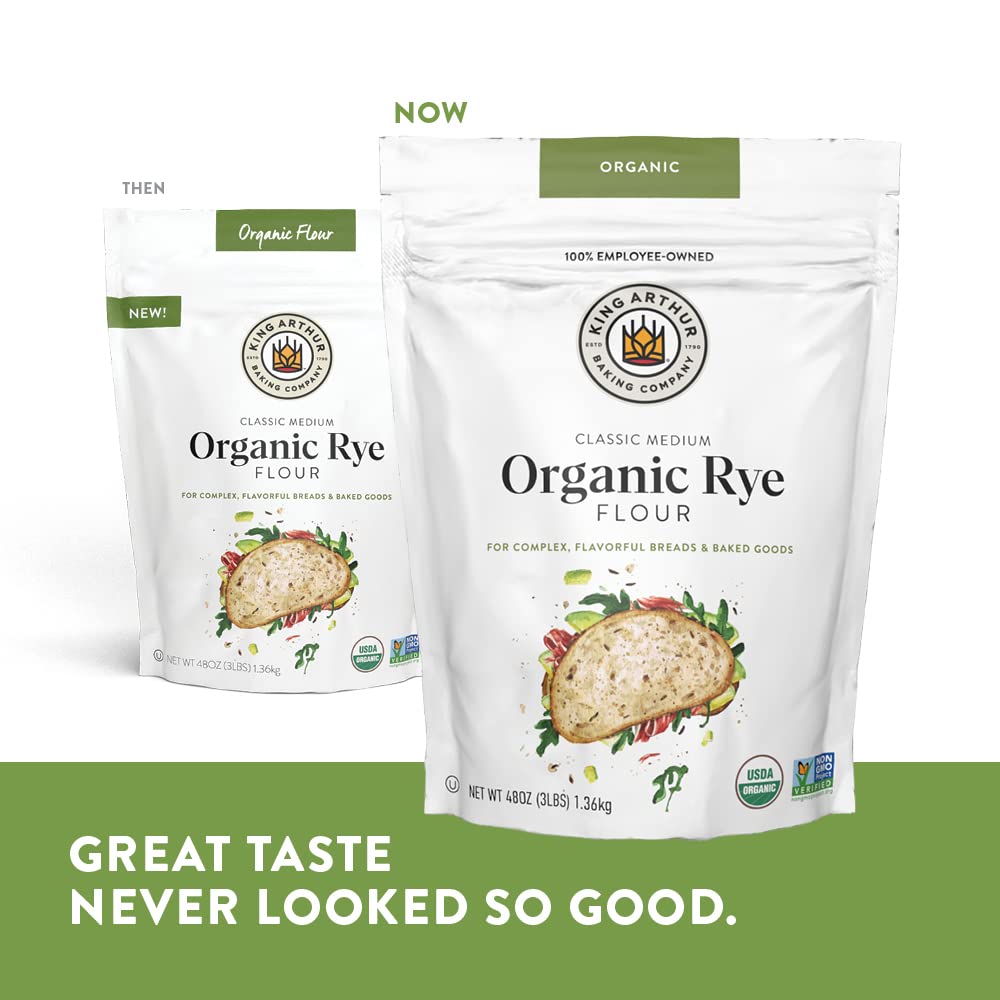 King Arthur Baking Organic Medium Rye Flour - 3 lbs | US Grown & Milled | Non-GMO | Robust Flavor for Breads, Cookies & More - Espot.com.au