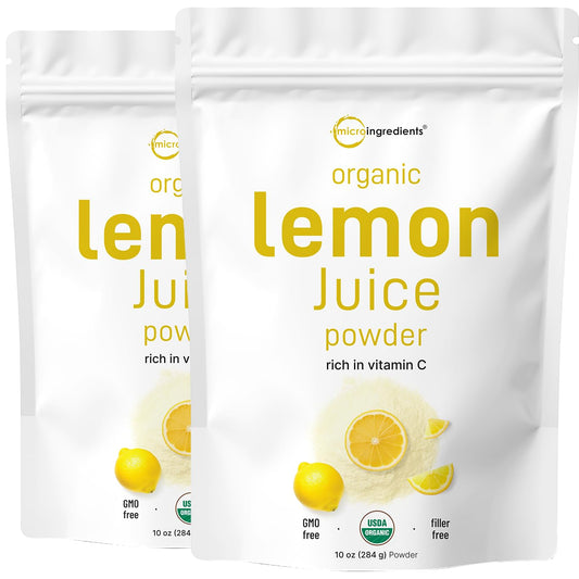 Organic Lemon Juice Powder 10oz - 2 Pack, High in Vitamin C for Immune Support, Great for Drinks & Smoothies, Vegan-Friendly - Espot.com.au