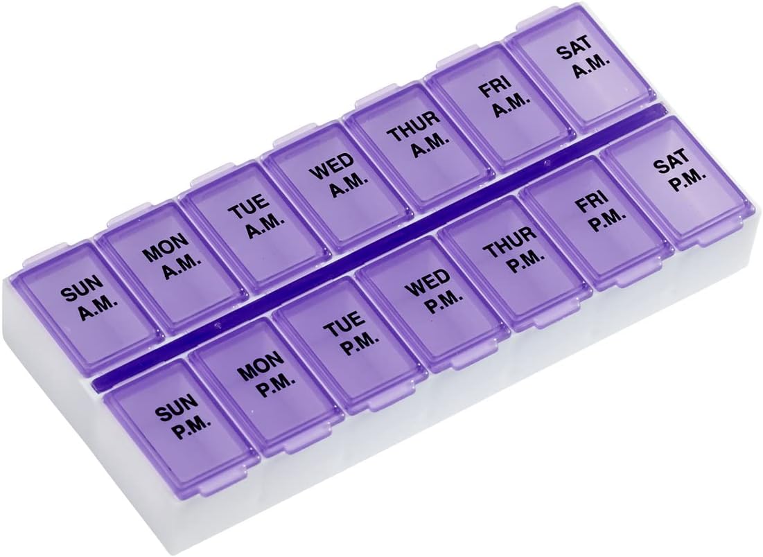 purple-ezy-dose-weekly-pill-organizer---medium-compartments-ampm-vitamin-case-medicine-box---7-day---2-times-a-day-1