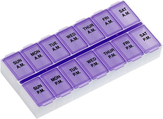 purple-ezy-dose-weekly-pill-organizer---medium-compartments-ampm-vitamin-case-medicine-box---7-day---2-times-a-day-1