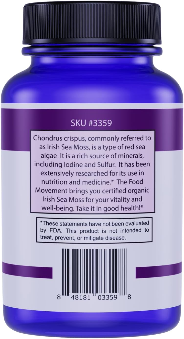 Organic Irish Sea Moss Capsules with Over 70 Trace Minerals for Digestion and Immune Support - Espot.com.au