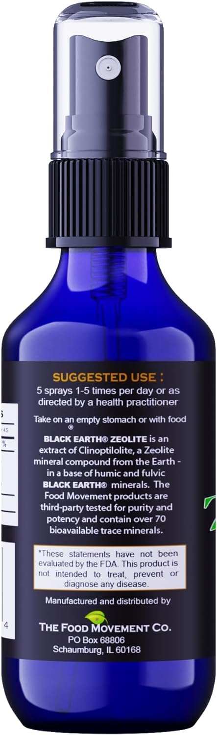 Black Earth Zeolite with Humic Fulvic Acids, Trace Minerals Liquid Supplement - Supports Gut Health, Immune System, Digestion, & Elimination - 1oz Pump Spray for Adults & Kids (2 Pack) - Espot.com.au