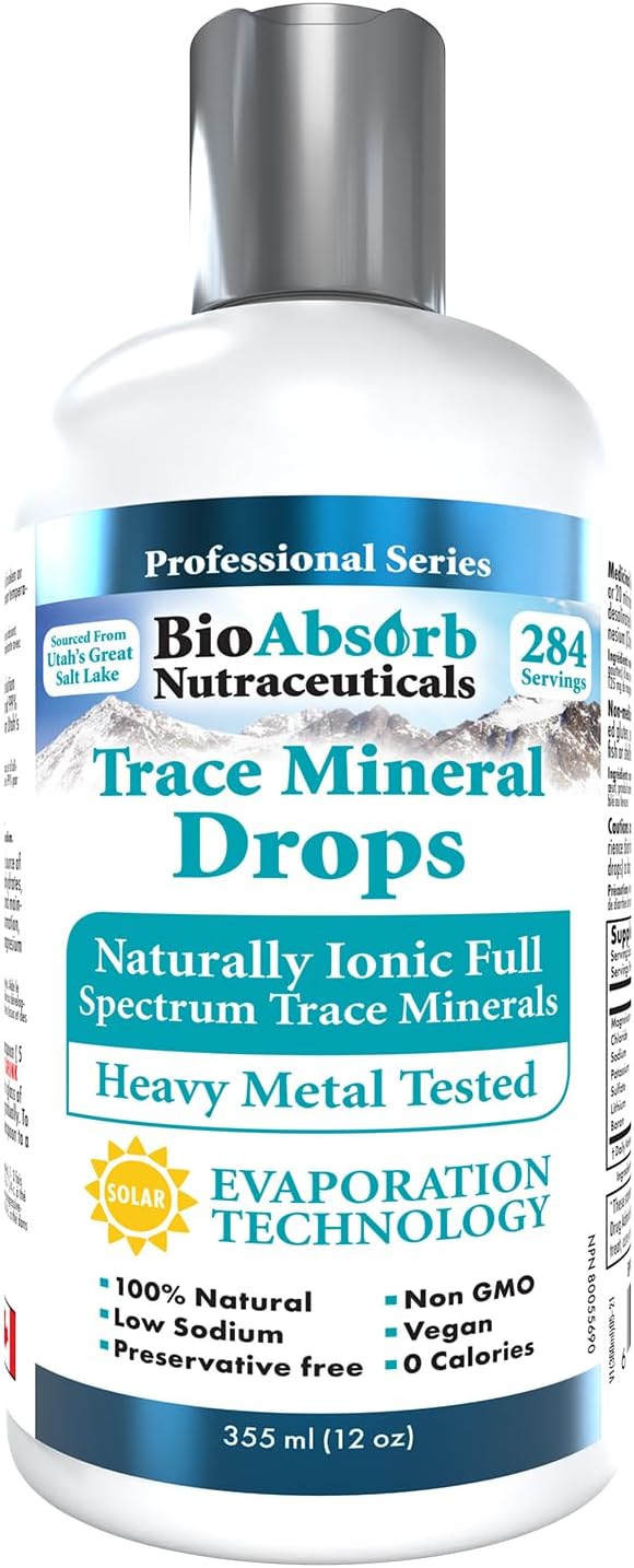 Organic Bio Absorb Trace Mineral Drops with Ionic Magnesium - Heavy Metal Tested from Utah's GSL Sea Water - 284 Servings (12 oz) - Espot.com.au