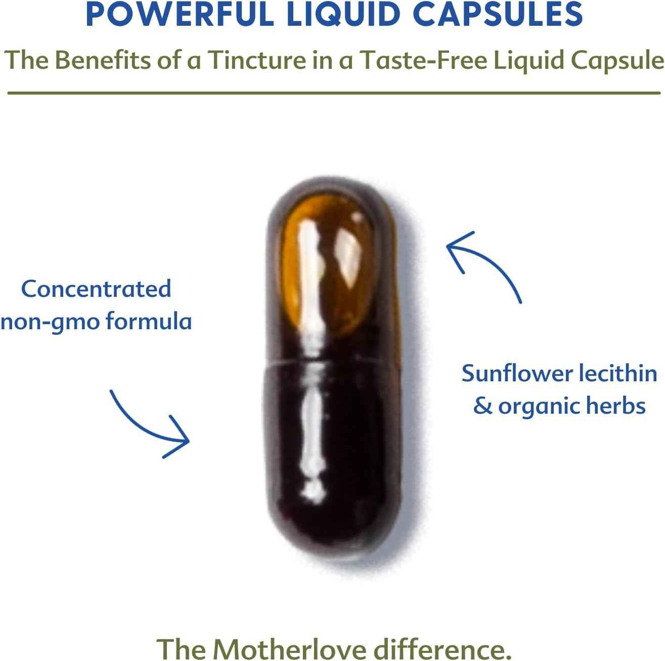 Organic Motherlove Goat’s Rue Liquid Capsules - Lactation Support for Breast Milk Supply - Non-GMO, Vegan, Kosher, Soy-Free - Breast Tissue Development Formula