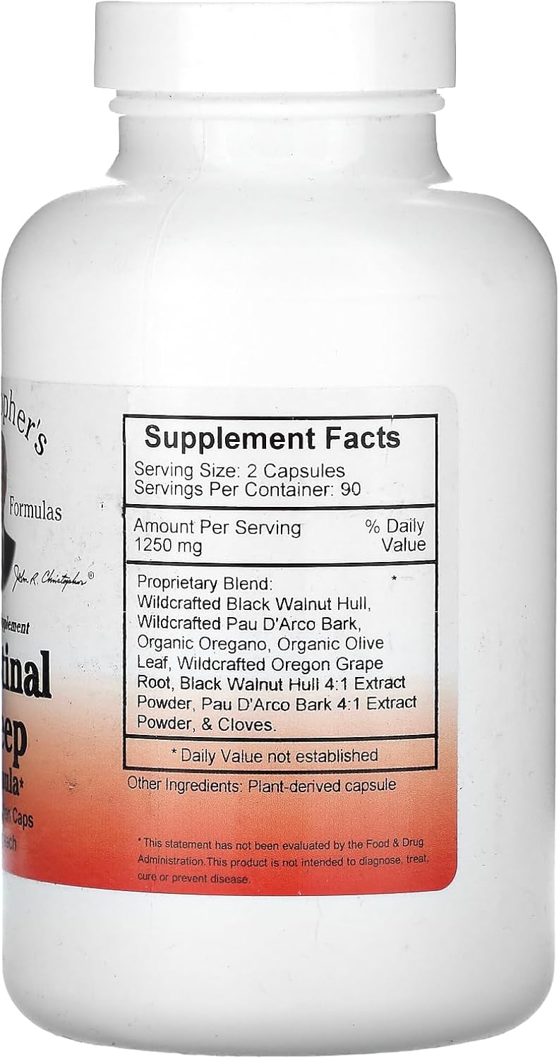 Intestinal Sweep Capsules - 625 mg, 180 Vegetarian Capsules by Christopher's Original Formulas - Espot.com.au
