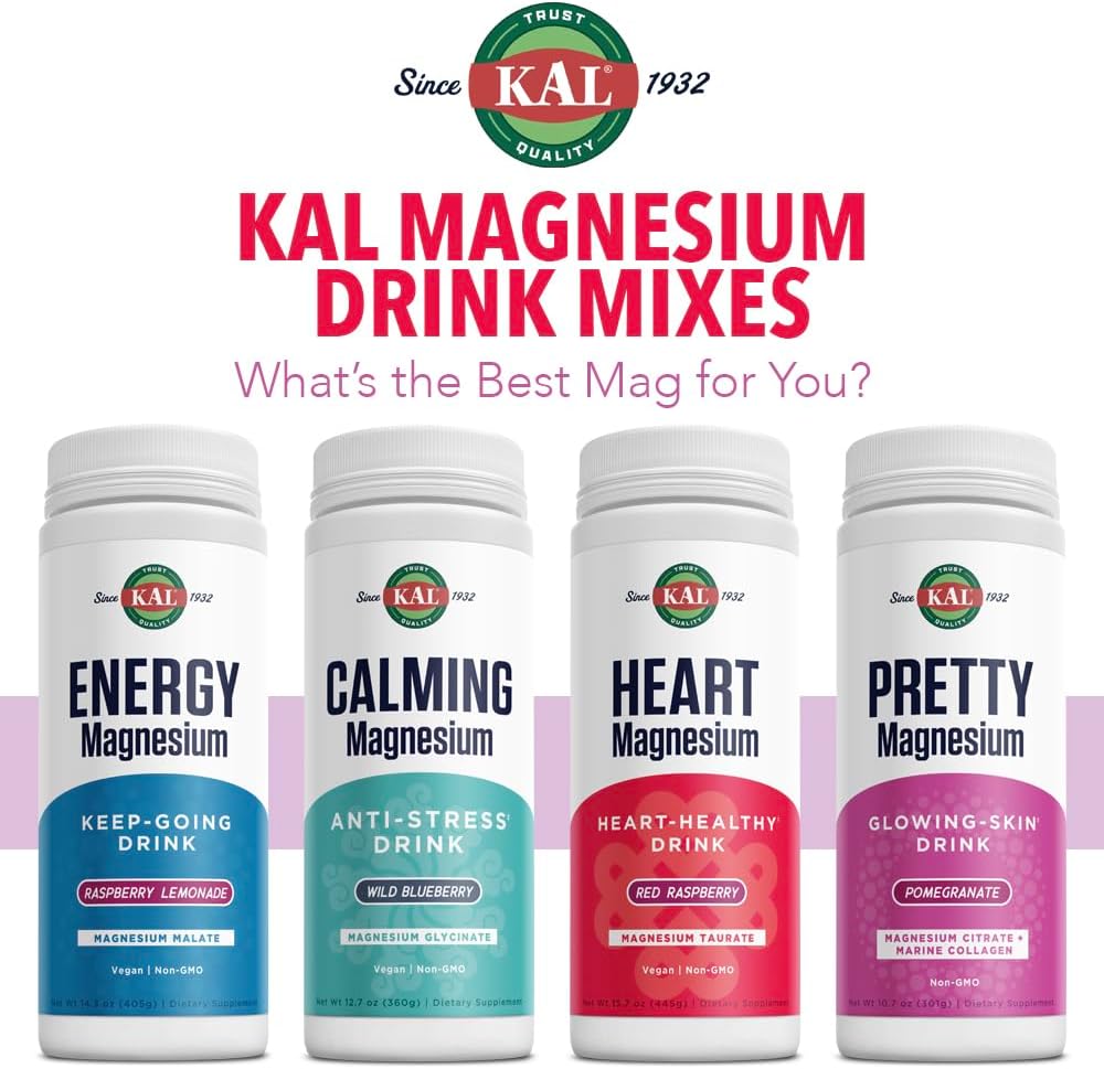 KAL Magnesium Skin Health Drink with Marine Collagen | Glowing Skin Support | Cellular Health | 325mg Magnesium Citrate | 10.7oz, 70 Servings - Espot.com.au