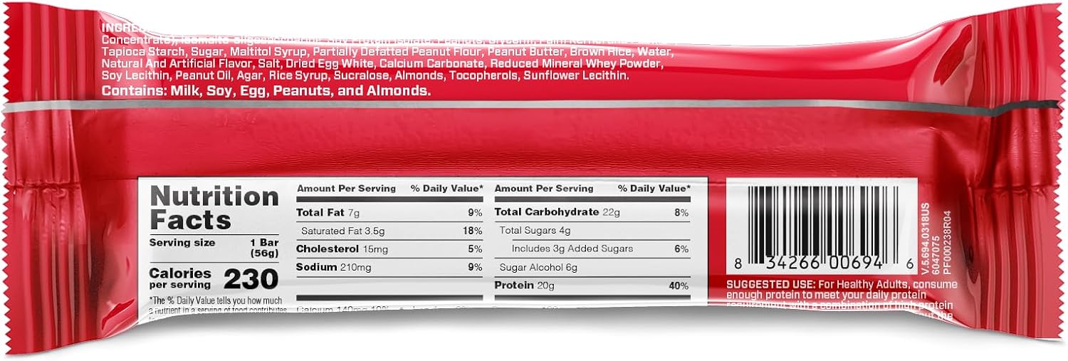 Gluten-Free BSN Protein Crisp Bar - Peanut Butter Crunch, 12 Count - Whey Protein Snack Bars with Fiber - Crunchy Protein Bars - Espot.com.au