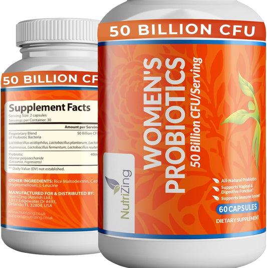 Women's Probiotic with 50 Billion CFU, Prebiotics, & Lactobacillus Reuteri/Rhamnosus for Gut & Vaginal Health - Espot.com.au