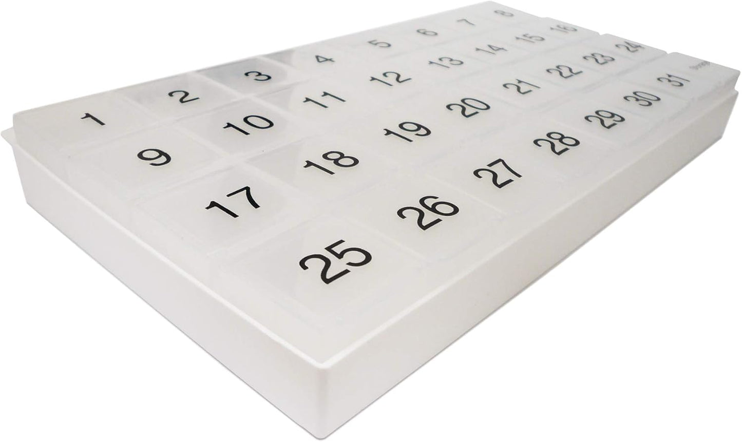 promed-supplies-monthly-pill-organizer-with-31-compartments---1-per-day---includes-tray-and-8-removable-compartments---white-color-5