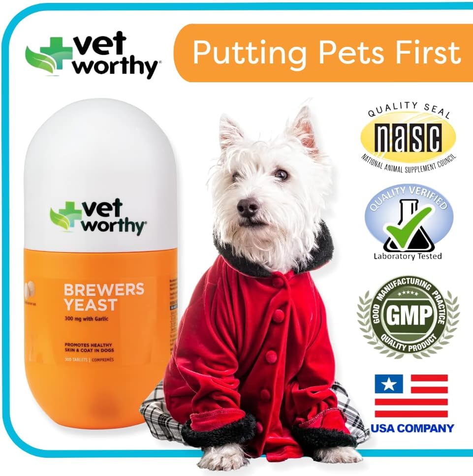 garlic-flavored-brewers-chewables-for-dogs---300-tablets---support-healthy-skin-coat-with-zinc-iron-vitamin-b-complex---daily-dog-supplement-6