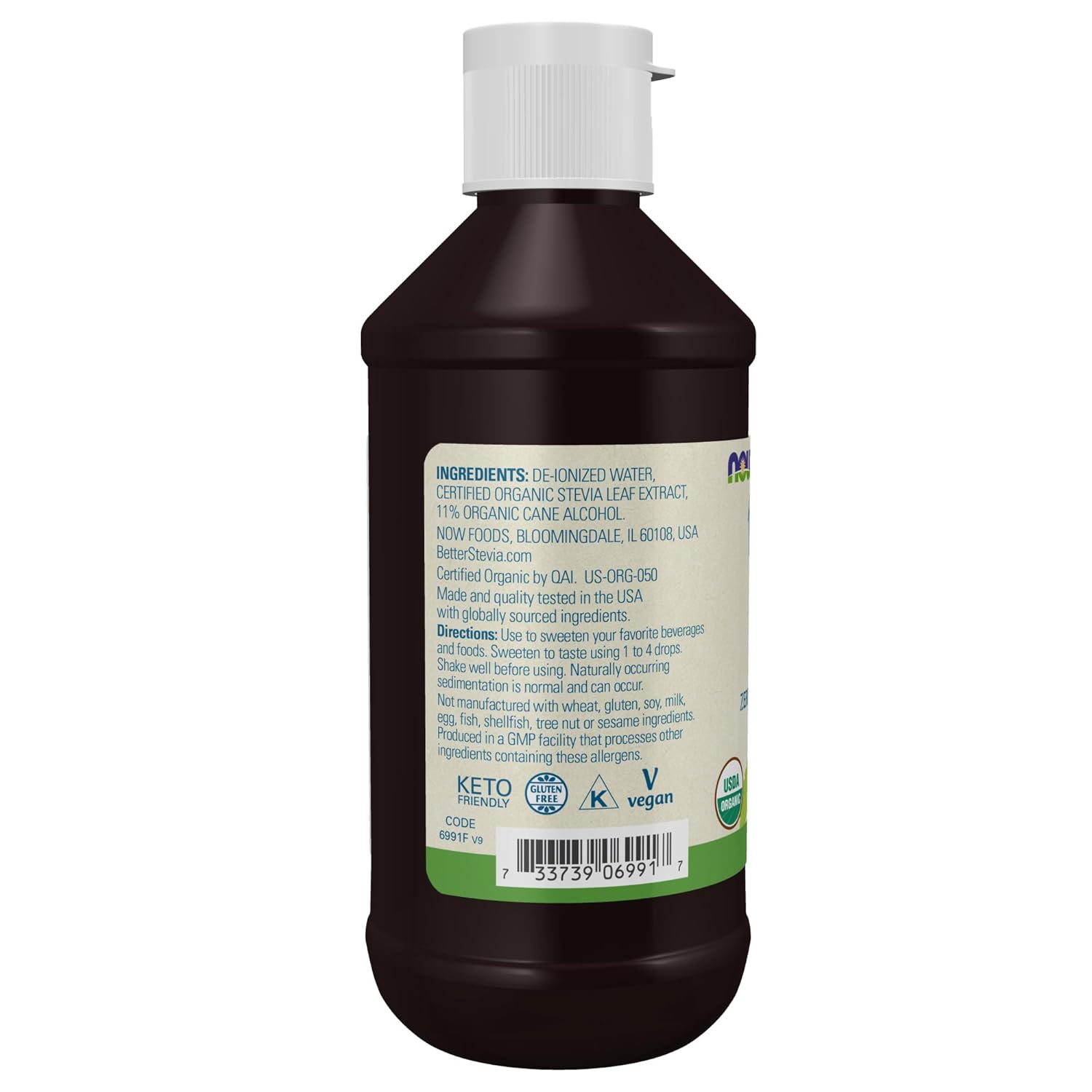 Organic Zero-Calorie Liquid Sweetener, Keto & Diabetic Friendly, No Erythritol, 8oz - NOW Foods BetterStevia - Espot.com.au