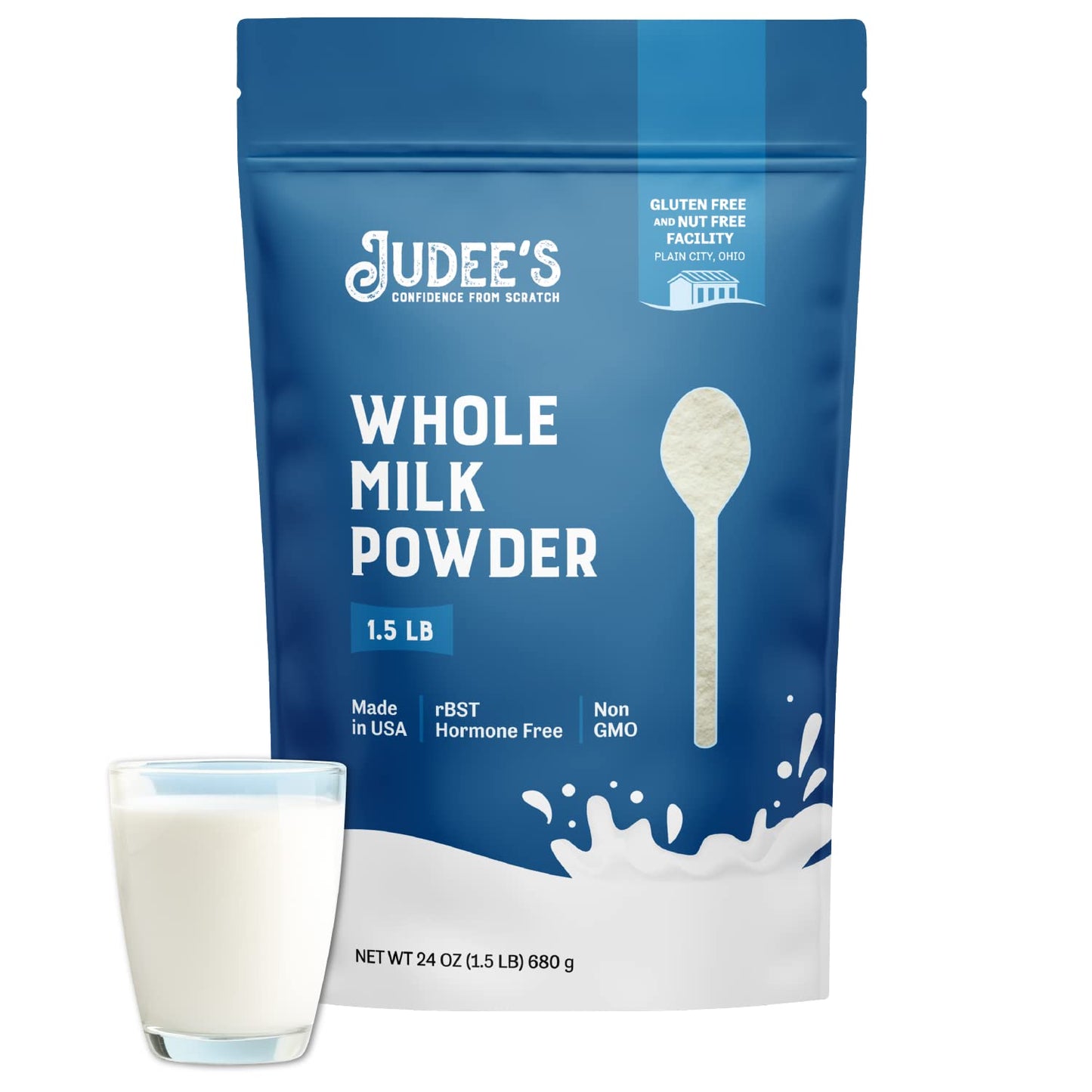 Non-GMO Gluten-Free Whole Milk Powder - 1.5lb Pantry Staple, Baking Ready - Made in USA with No rBST, Nut-Free - Easy to Store & Shelf Stable Powdered Milk - Espot.com.au