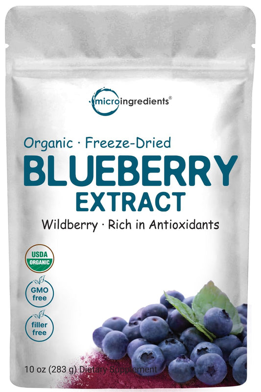 Organic Blueberry Extract Powder - 10oz | 100% Natural Fruit Powder | Freeze-Dried Wild Blueberries | No Sugar or Additives | Ideal for Drinks, Smoothies, Beverages | Non-GMO & Vegan - Micro Ingredients - Espot.com.au