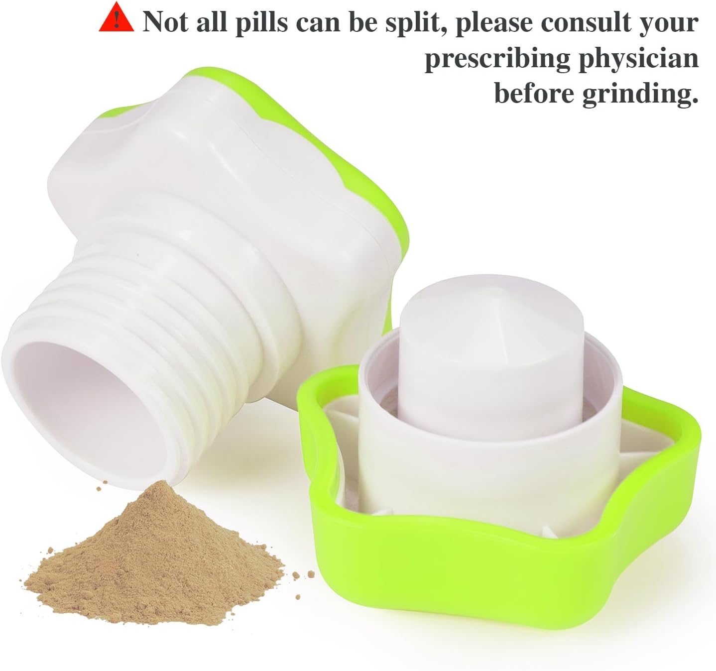 johnbee-pill-crusher-and-grinder-for-fine-powder-with-storage-compartment---ideal-for-elderly-family-and-pets---features-silicone-edges-and-cleaning-brush---green-4