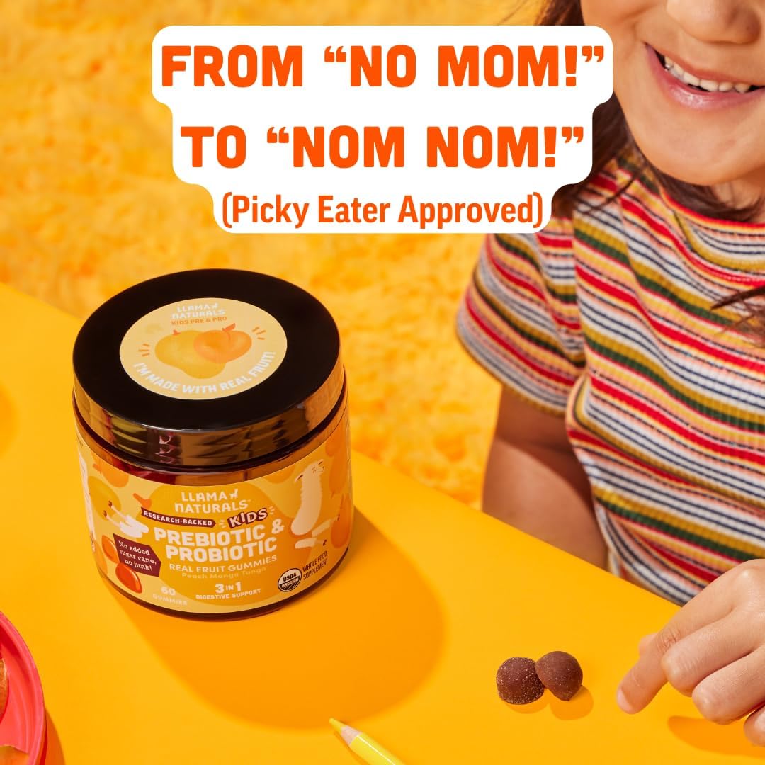 vegan-organic-kids-gummies-with-prebiotic-probiotic-for-digestive-health---peach-mango-flavor-120-ct---2-4-months-supply---no-added-sugar-cane---llama-naturals-4