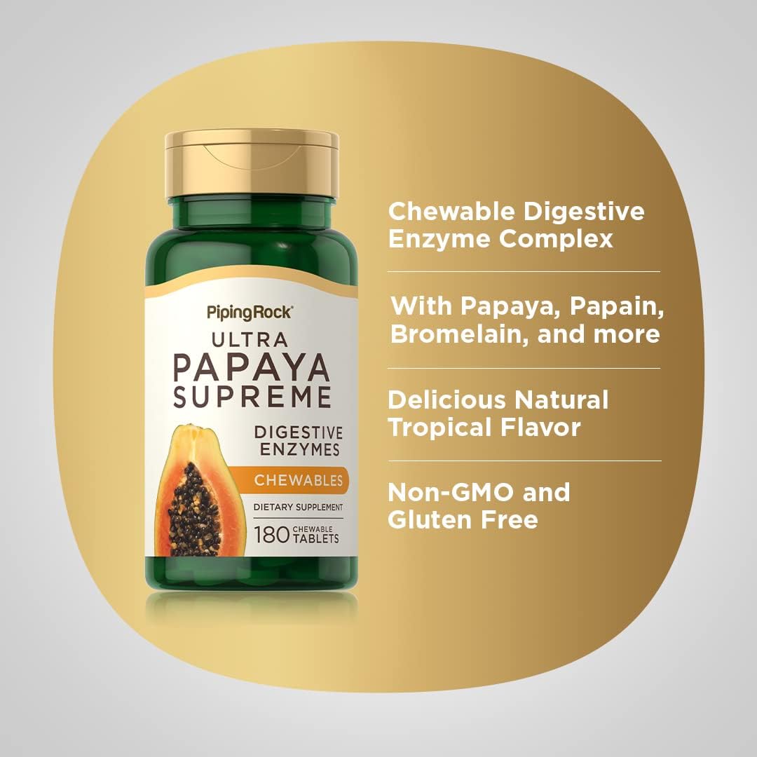 chewable-papaya-enzymes-tablets---180-count---vegetarian-digestive-supplement---non-gmo-gluten-free---tropical-flavored-4