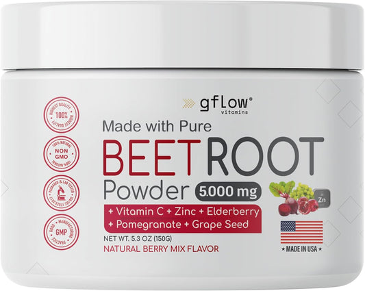 Beet Root Powder Supplement - Boost Nitric Oxide & Heart Health - Non-GMO Superfood with Natural Berry Flavor - 30 Servings - Espot.com.au