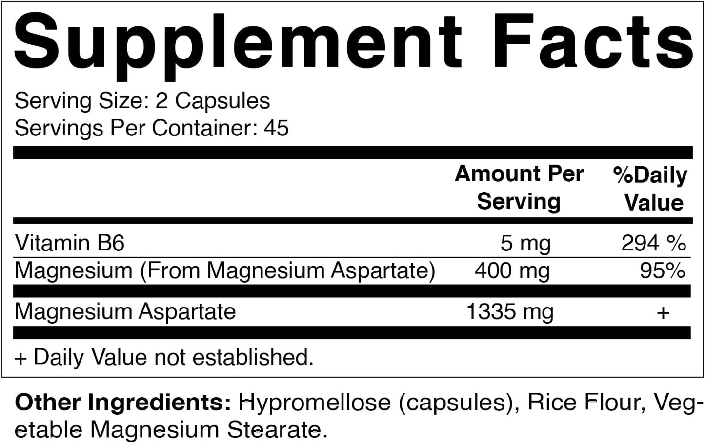 Vitamatic Magnesium Aspartate Capsules - 400mg with Added B6 - Supports Muscle, Joint, and Heart Health - 90 Vegetarian Capsules - Espot.com.au