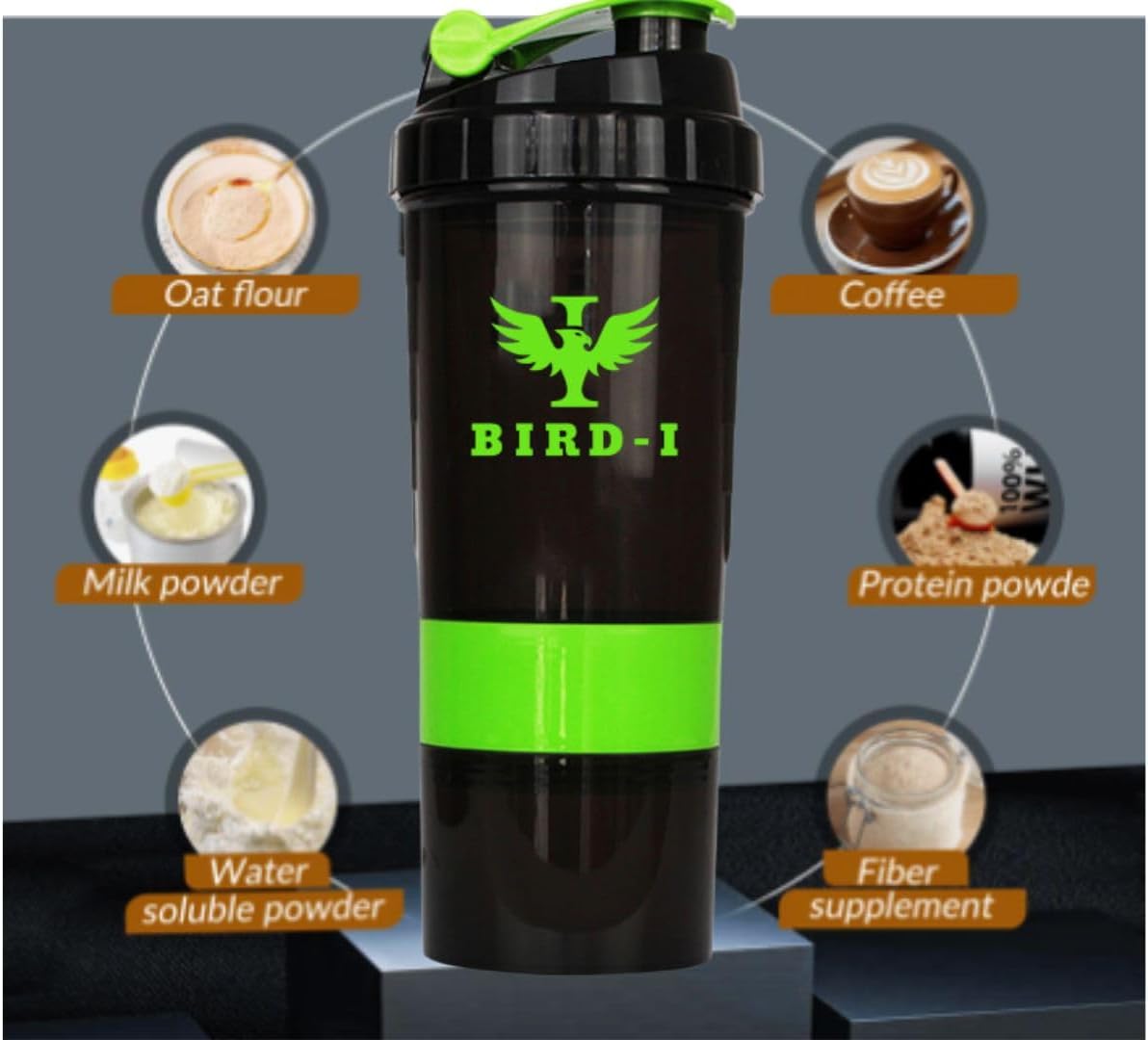 bird-i-3-in-1-gym-protein-shaker-500ml-bpa-free-metal-mixer---green-6