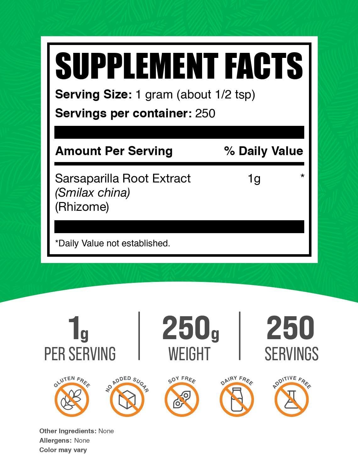 bulksupplements-sarsaparilla-root-extract-powder---herbal-supplement-gluten-free-1000mg-per-serving-250g---smilax-sarsaparilla-root-powder-2