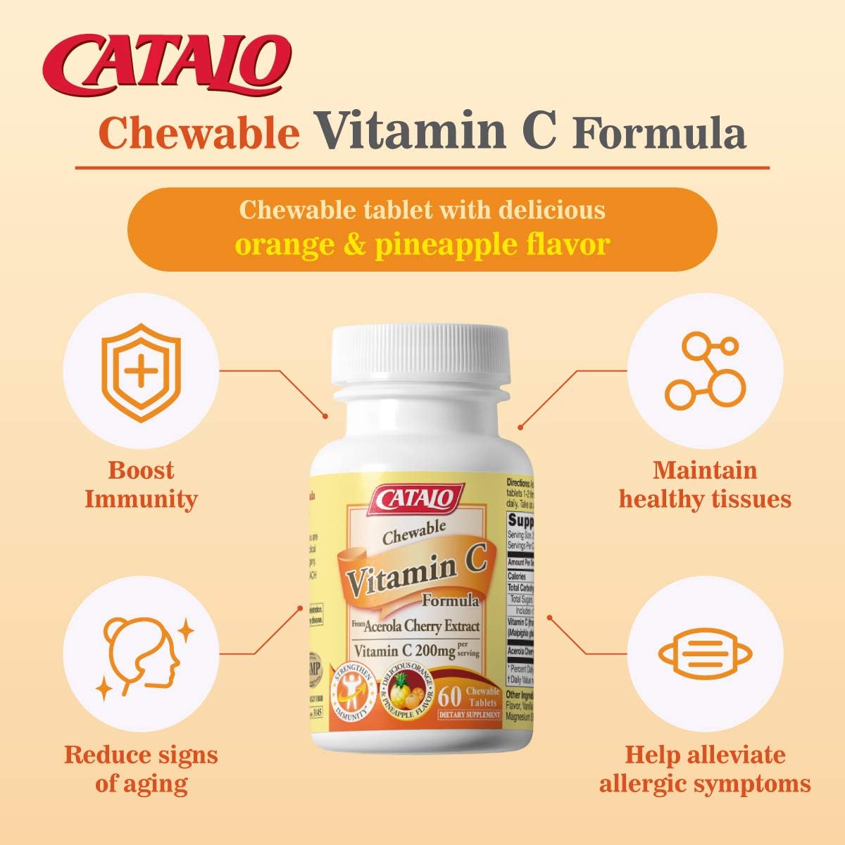 catalo-natural-vitamin-c-formula-chewable-tablets---200mg-acerola-cherry-immune-boost-anti-aging-support-skin-rejuvenation-allergy-relief---orange-pineapple-flavor-made-in-usa-4