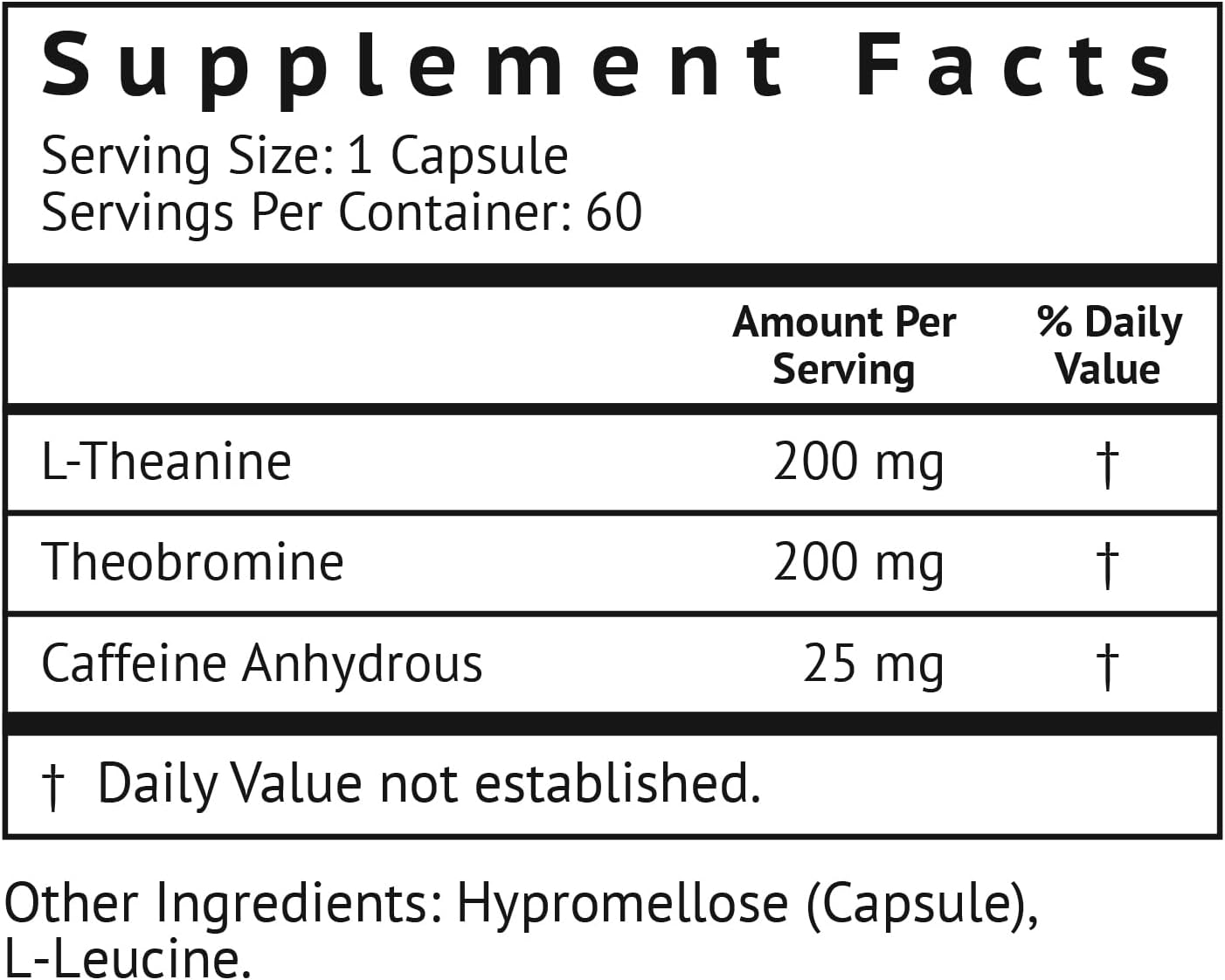 25mg Caffeine Theanine Pills - Smooth Energy Boost, No Jitters, No Crash - Microdose Caffeine L Theanine Capsules - 60 Count - Espot.com.au
