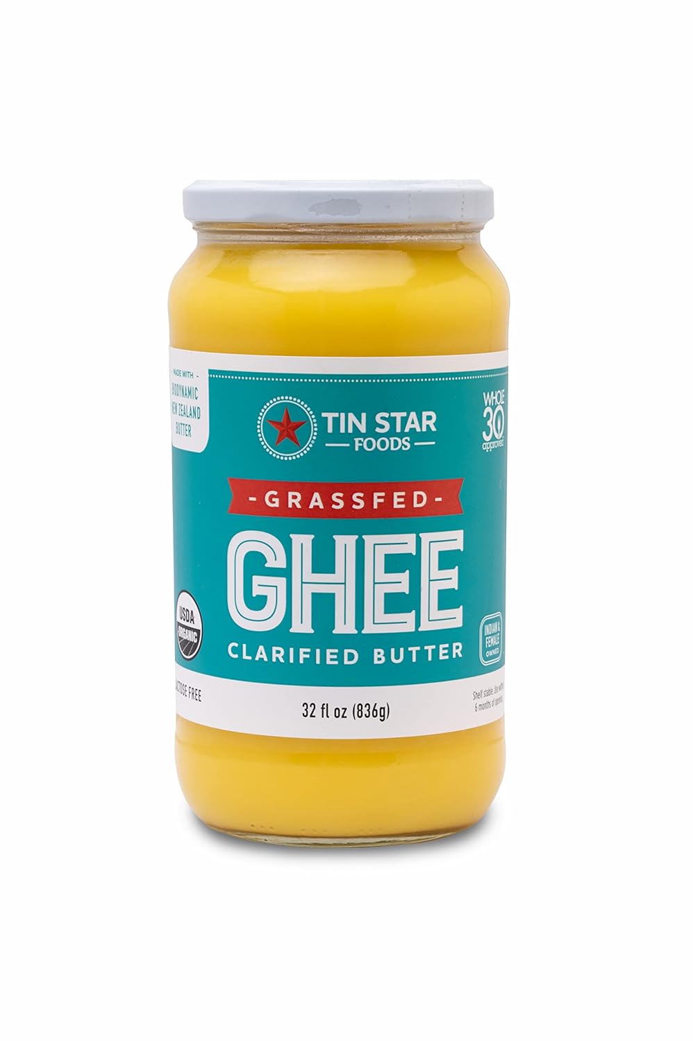 organic-grassfed-ghee-by-tin-star-foods---365-pasture-raised-handcrafted-clarified-butter---ideal-for-keto-whole-30-and-21-day-detox---lactose-and-casein-free---32-fl-oz-1