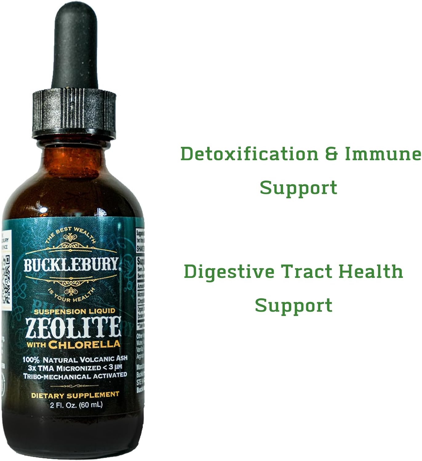 Zeolite Liquid Suspension with Chlorella - Supports Detox, Immune System & Digestive Health - 60 Servings for Kids & Adults - Espot.com.au