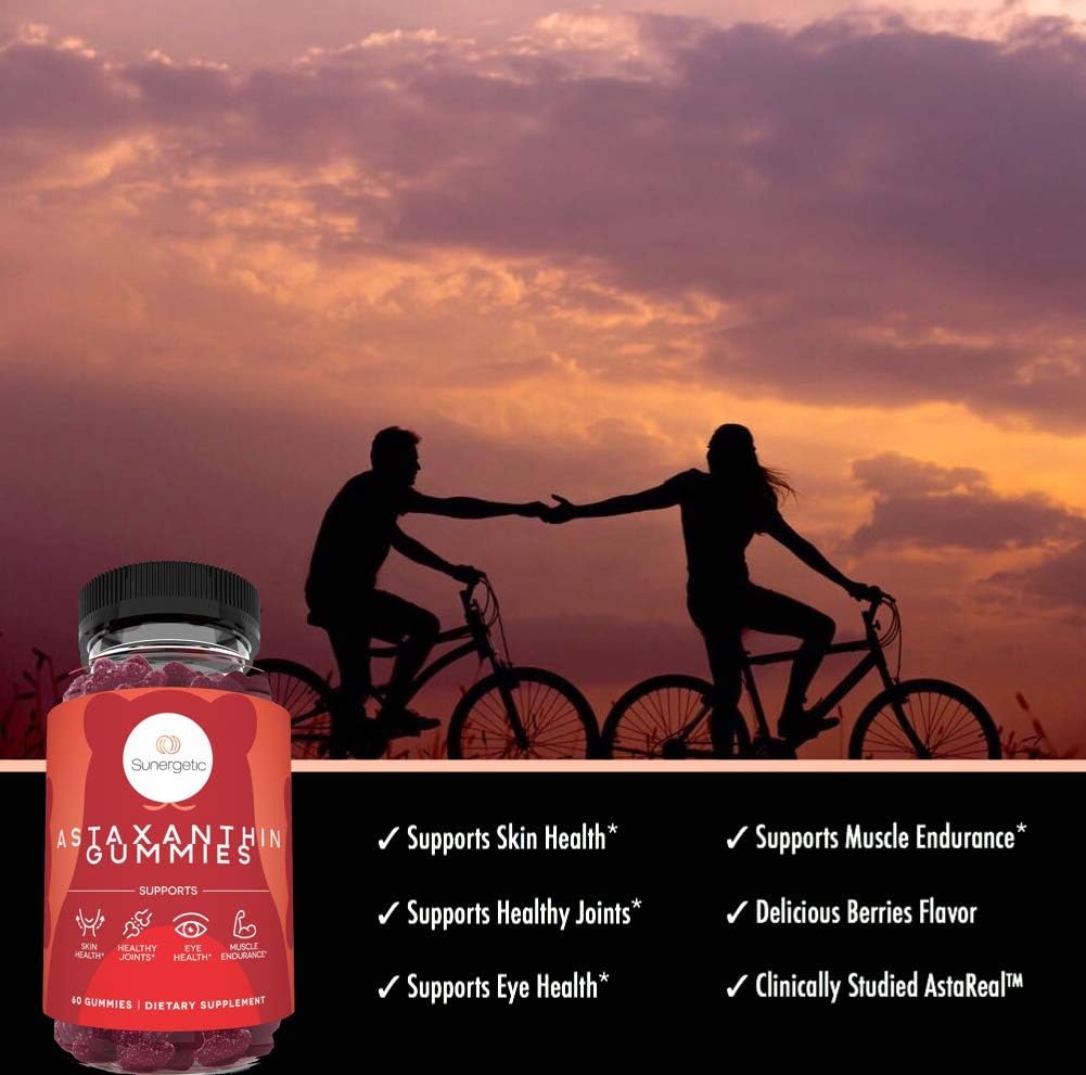 Astaxanthin Gummies with AstaRealĀ® for Skin, Joint, Muscle & Eye Health - 60 Berry Flavored Gummies - 4mg Astaxanthin per Serving - Espot.com.au