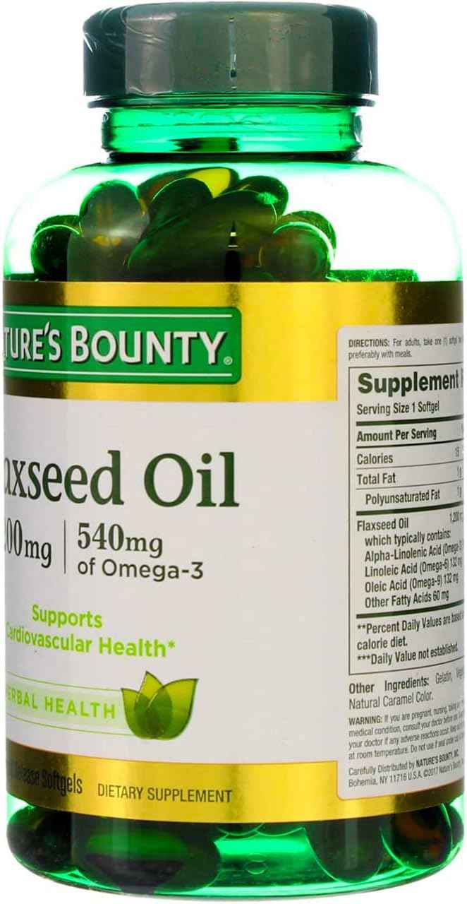 Flaxseed and Omega 3 Supplement for Heart Health - 1200mg Softgels, 125 ct by Nature's Bounty