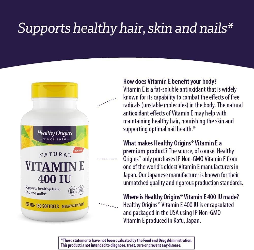 vitamin-e-supplement-with-mixed-tocopherols---400-iu---non-gmo-gluten-free---skin-hair-nails---180-softgels---healthy-origins-7