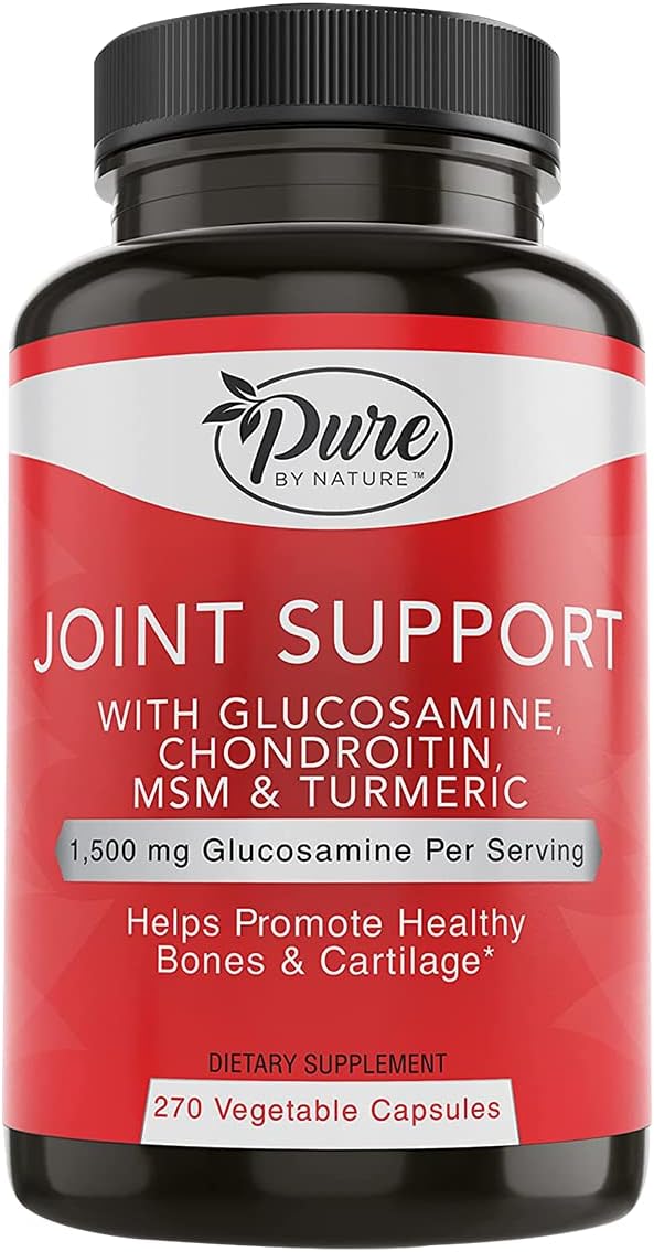 Natural Joint Support Supplement with Glucosamine, Chondroitin, Turmeric, MSM, and Boswellia - 270 Capsules - Espot.com.au