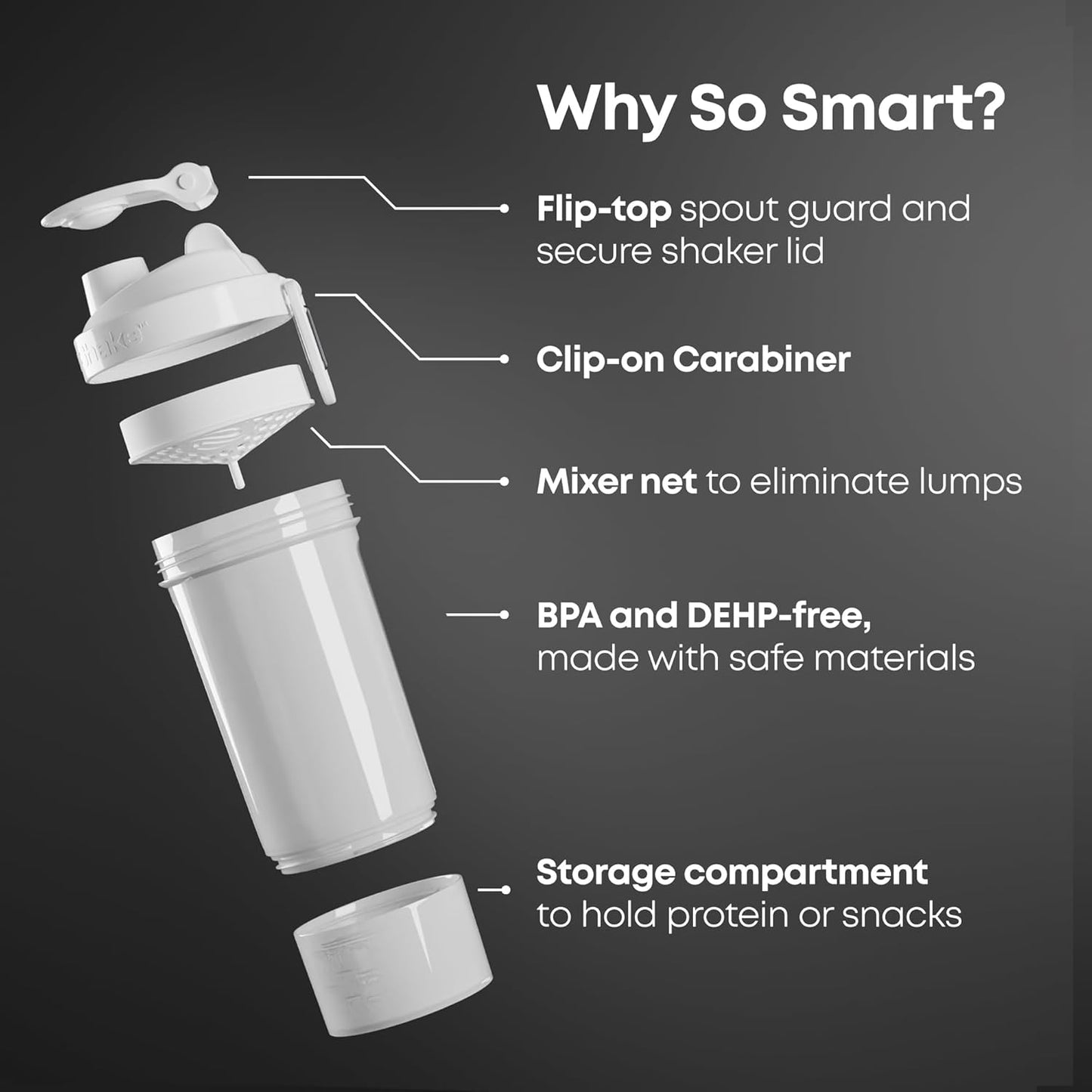 800ml-smartshake-o2go-one-protein-shaker-bottle---leakproof-screw-on-lid-bpa-free-27oz-mist-gray---unisex-2